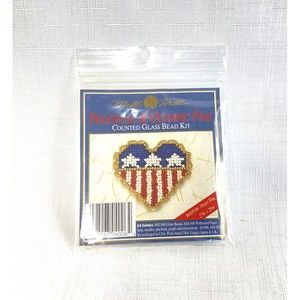 Vintage Mill Hill Political & Olympic Pins MHP06 Heart Flag Pin Bead Set